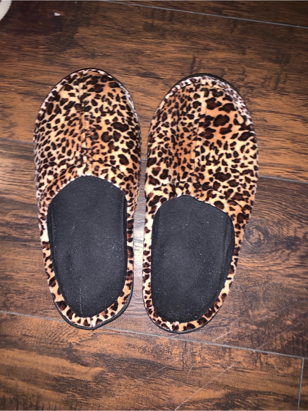 Target Leopard Print Women's Slip-On Plush Slippers - Black & Brown
